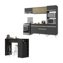 Ver imagem 1 de Cozinha Modulada com Bancada Americana Veneza Multimóveis Mp2208 Preto/branco