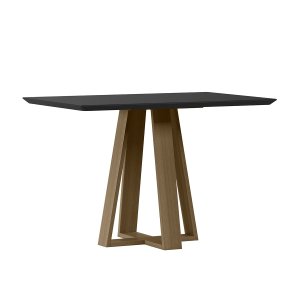 Mesa Jantar Retangular 120 X 90 com Vidro 3mm Lectus sem Cadeiras Amendoa - Preto - Édecasamóveis
