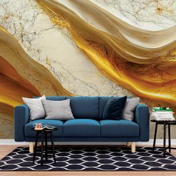 Papel de Parede Painel 3D Mármore White Ouro 2,5M Revestimento Auto Colante Brilho Marmorizado - 2