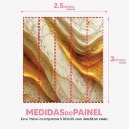 Papel de Parede Painel 3D Mármore White Ouro 2,5M Revestimento Auto Colante Brilho Marmorizado - 5