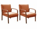 Ver imagem 2 de Kit Namoradeira Anita + 2 Poltronas Braço Madeira Decoração Recepção Sala - Veludo Terracota