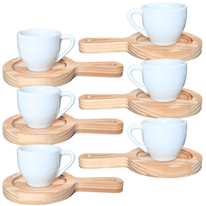 Jogo 6 Xícaras Café Expresso 75ml Porcelana C/ Pires Panela