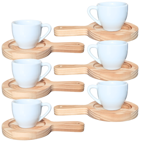 Jogo 6 Xícaras Café Expresso 75ml Porcelana C/ Pires Panela