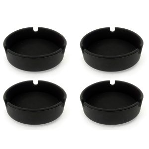 Kit 4 Cinzeiro de Silicone Redondo Resistente Lavável Não Queima e Não Quebra Cor: Preto