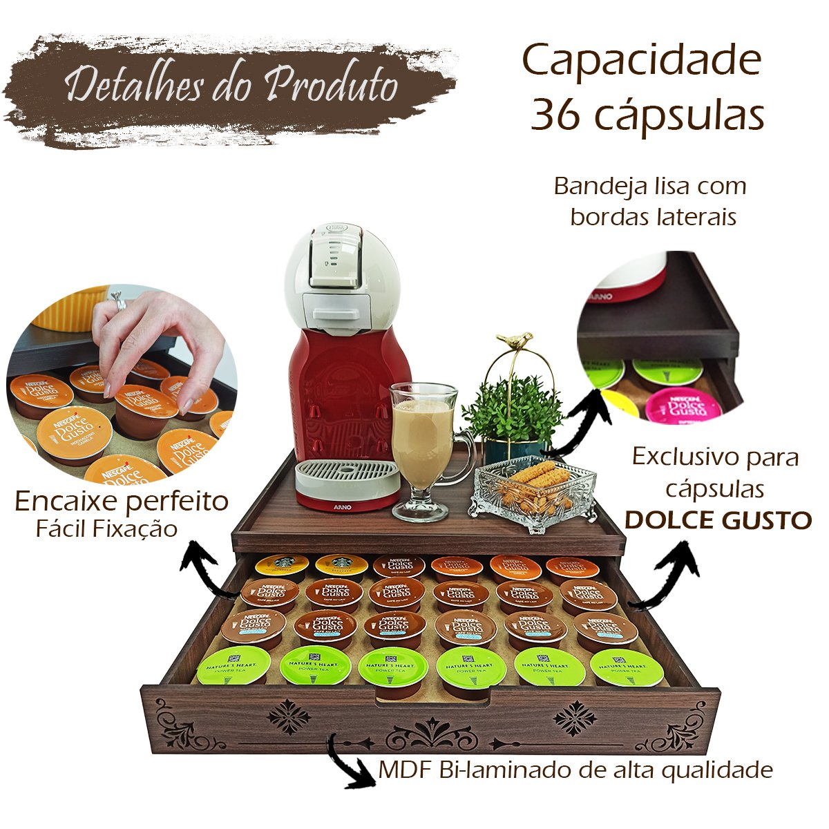 Bandeja porta cápsulas de café Dolce Gusto Com Gaveta CR36 - 2