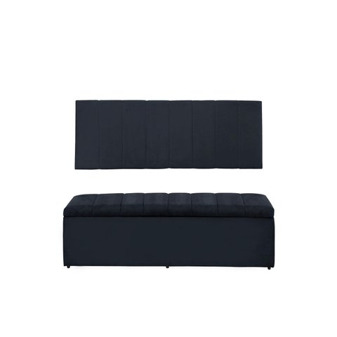 Kit Cabeceira e Calçadeira Vitoria 138 cm Suede Azul Marinho