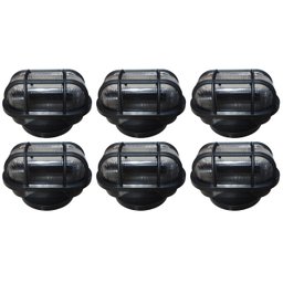 Kit 6 Arandela Oval Preta Tipo Tartaruga Pvc para Led - 1