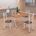 Ver imagem 1 de Conjunto de Mesa Tubular 062 100x60cm Tampo em MDF com 4 Cadeiras Sara Branco/Preto Liso
