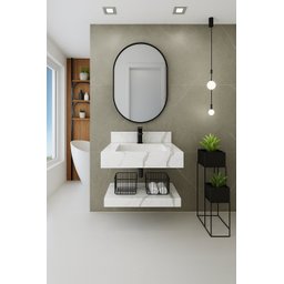 Pia em Porcenato C/prateleira Branco Carrara 71x35 - 3