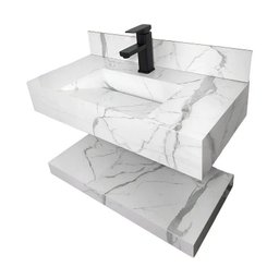 Pia em Porcenato C/prateleira Branco Carrara 71x35 - 2