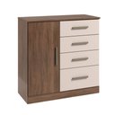 Ver imagem 2 de Cômoda Sapateira 1 Porta 4 Gavetas para Quarto com Corrediças Telescópicas Puxadores Modernos