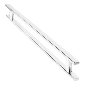 Puxador Porta Pivotante Madeira Vidro 60cm Inox 304 Escovado - Brinovar