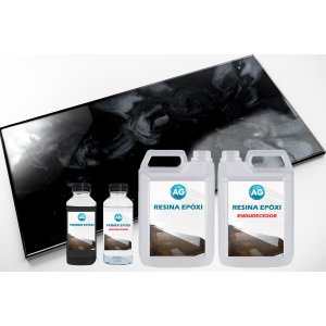 Kit Porcelanato Liquido Metálico Preto Profundo / Branco Perola AG por M² Resinas ag Kit Porcelanato