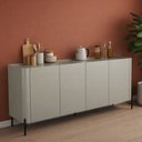 Ver imagem 2 de Aparador Buffet para Sala de Jantar 4 Portas Pés Industrial Preto Naim I03 Grigio - Lyam Decor