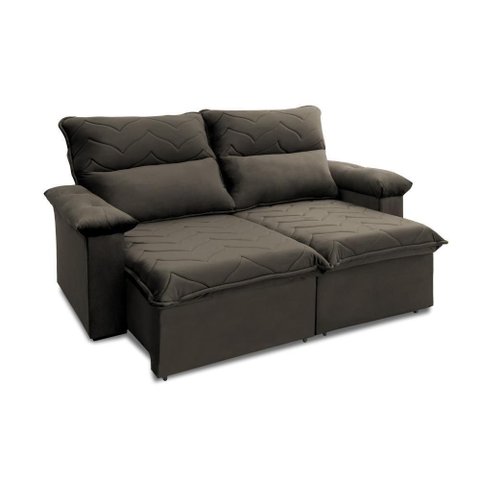 Sofá Retrátil Reclinável Paris 1,80m Suede Velut Marrom Claro Molas Ensacadas - King House