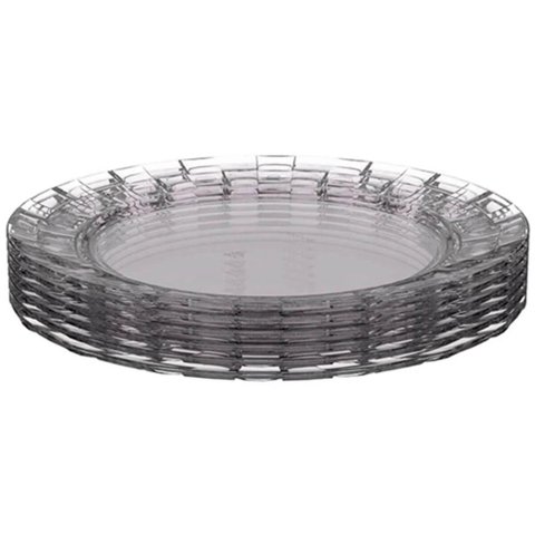 Jogo 72 Pratos Médios 19cm Plástico Transparente Servir Sobremesa Doces Mesa Posta Crippa