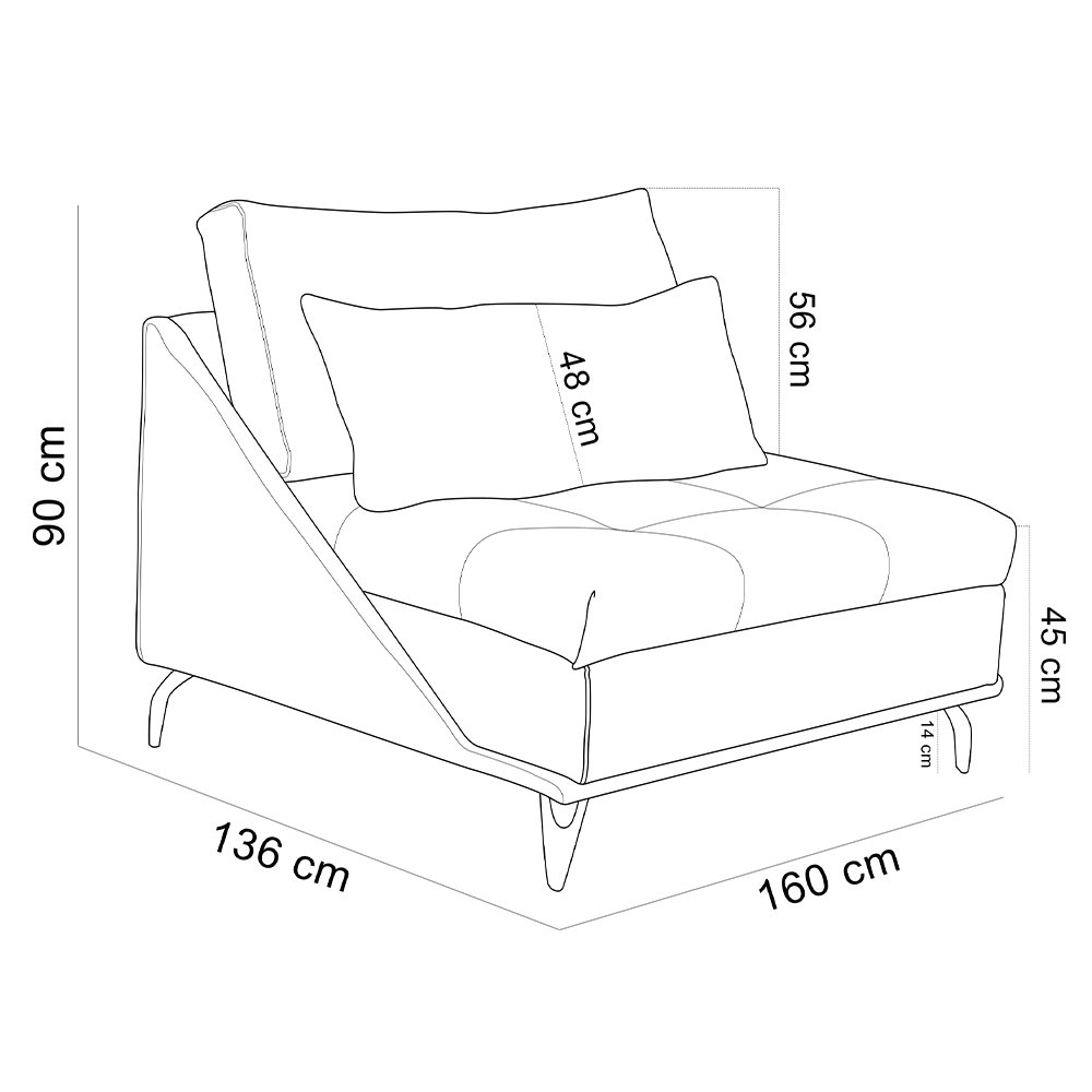 Sofá Chaise Longue para Sala Living Abby T03 Linho Urano - Lyam Decor - 4