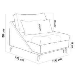 Sofá Chaise Longue para Sala Living Abby T03 Linho Urano - Lyam Decor - 4