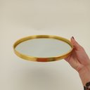 Ver imagem 5 de Bandeja Espelhado Metal 23x23cm Dourado Decorativo para Servir