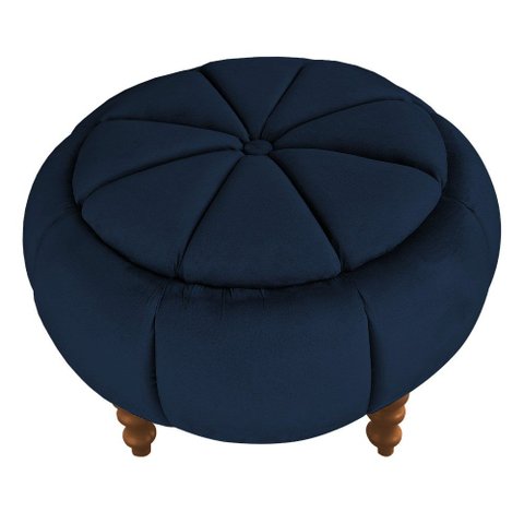Puff da Vinci 65 Cm Suede Slk Decor Turqueza Amara Azul Royal