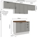 Ver imagem 4 de Cozinha Modulada 4 Peças 100% MDF Americana com Tampo e Rodapé Iluminata Cinza/Branco/Fendi/Ébano