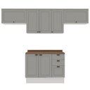 Ver imagem 3 de Cozinha Modulada 4 Peças 100% MDF Americana com Tampo e Rodapé Iluminata Cinza/Branco/Fendi/Ébano