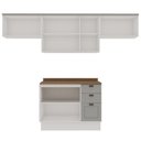 Ver imagem 5 de Cozinha Modulada 4 Peças 100% MDF Americana com Tampo e Rodapé Iluminata Cinza/Branco/Fendi/Ébano