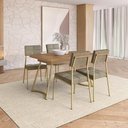 Ver imagem 1 de Conjunto Sala de Jantar 4 Cadeiras Belle Carraro Carvalho Dourado