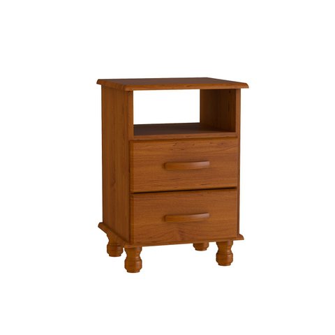 Mesa de Cabeceira em Madeira Viena 2 Gavetas e Nicho Imbuia Fosco Móveis Mpo