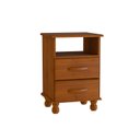 Ver imagem 1 de Mesa de Cabeceira em Madeira Viena 2 Gavetas e Nicho Imbuia Fosco Móveis Mpo