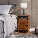 Ver imagem 2 de Mesa de Cabeceira em Madeira Viena 2 Gavetas e Nicho Imbuia Fosco Móveis Mpo