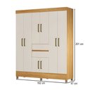 Ver imagem 4 de Guarda-roupa Solteiro Munique 8 Portas 2 Gavetas Cinamomo/off White - Demóbile