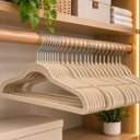 Ver imagem 2 de Kit 25 Cabides de Veludo Bege Gancho Giratório 360° Organizador Closet