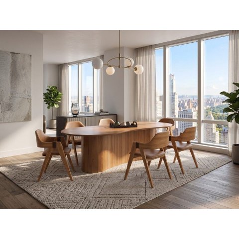 Sala de Jantar Verona 200cm com 6 Cadeiras Madeira Maciça Ravena Courino Terracota