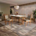 Ver imagem 1 de Conjunto Sala de Jantar Lina em Madeira Maciça 6 Cadeiras Linho Fendi