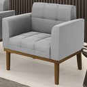 Ver imagem 2 de Poltrona Decorativa Base Madeira Castanho Ana Suede Cinza - Ibiza