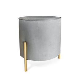 Puff Redondo Decorativo Suede com Pé de Metal Epóxi Dourado - cinza escuro - 1