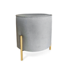 Puff Redondo Decorativo Suede com Pé de Metal Epóxi Dourado - cinza escuro - 1
