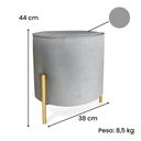 Ver imagem 2 de Puff Redondo Decorativo Suede com Pé de Metal Epóxi Dourado - cinza escuro