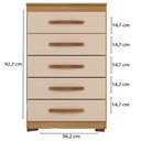 Ver imagem 3 de Comoda 5 Gavetas 57 Cm Moden 2259 Carvalho Am Off White Incp