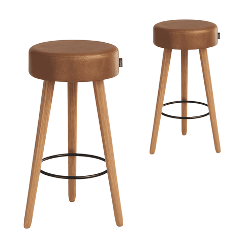 Kit 2 Banquetas Alta 80cm Estofada Corino Café Retrô Pé Palito Cozinha Área Gourmet Balcão Bancada