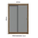 Ver imagem 4 de Guarda-roupa Solteiro 2 Portas de Correr Rustic/cinza Milano Madesa