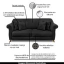 Ver imagem 3 de Sofá Decorativo 200cm 3 Lugares com 4 Almofadas Armstrong Veludo Preto - Gran Belo