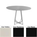 Ver imagem 1 de Mesa de Jantar Redonda 110cm Mh-5299 Madeira Laca Fosca Preta Vidro Off White Base Preta