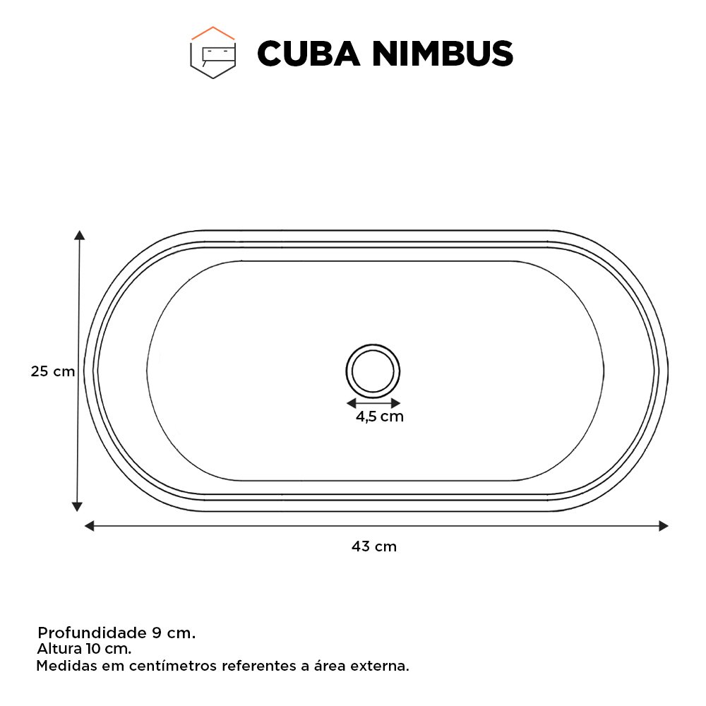 Cuba de Apoio para Banheiro em Mármore Sintético Nimbus Cinza - Cozimax - 5