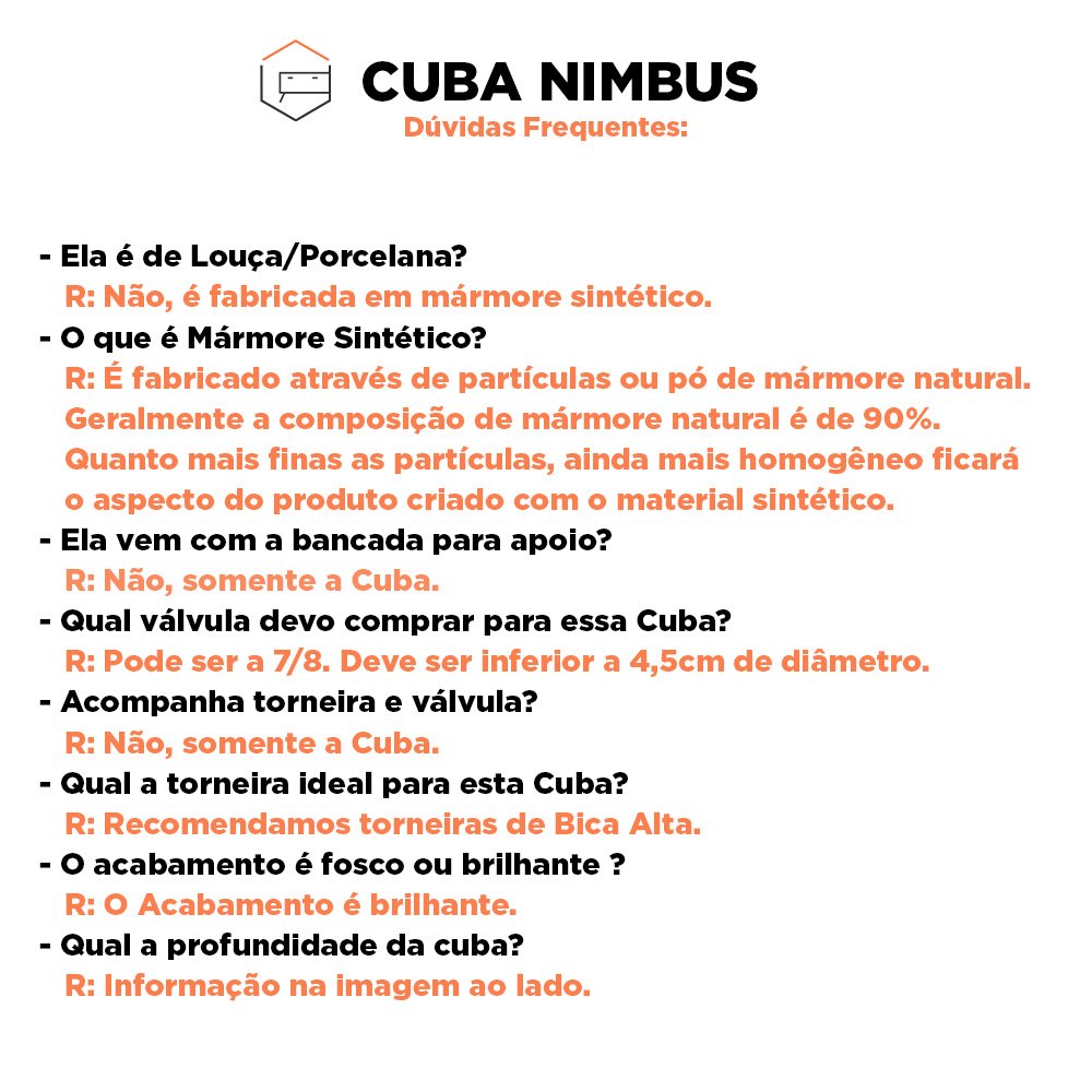 Cuba de Apoio para Banheiro em Mármore Sintético Nimbus Cinza - Cozimax - 4