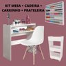 Kit Carrinho Auxiliar, Mesa, Esmalteira e Cadeira Para Salão de Beleza Bandeja Nova Decor Kit multiu - 1