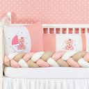 Ver imagem 3 de Kit Protetor Berço Padrão Americano Ursinha Lua Rosê 6 Pçs