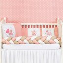 Ver imagem 2 de Kit Protetor Berço Padrão Americano Ursinha Lua Rosê 6 Pçs