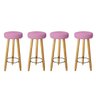 Kit 4 Banqueta Alta Elegance Bar Balcão Cozinha Bancada Pé Castanho Suede Rose - Móveis Mafer BANQUE - 1
